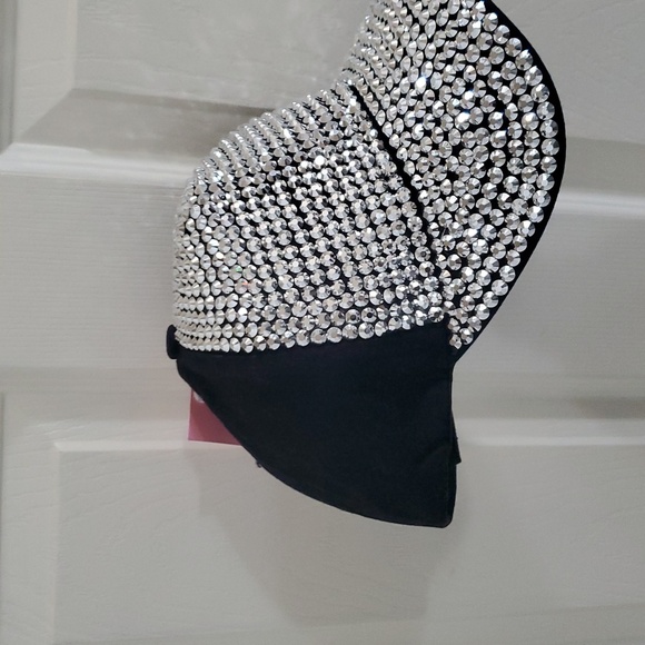 Juicy Couture black‎ bling out rhinestone adorned glam lux diva baseball cap new